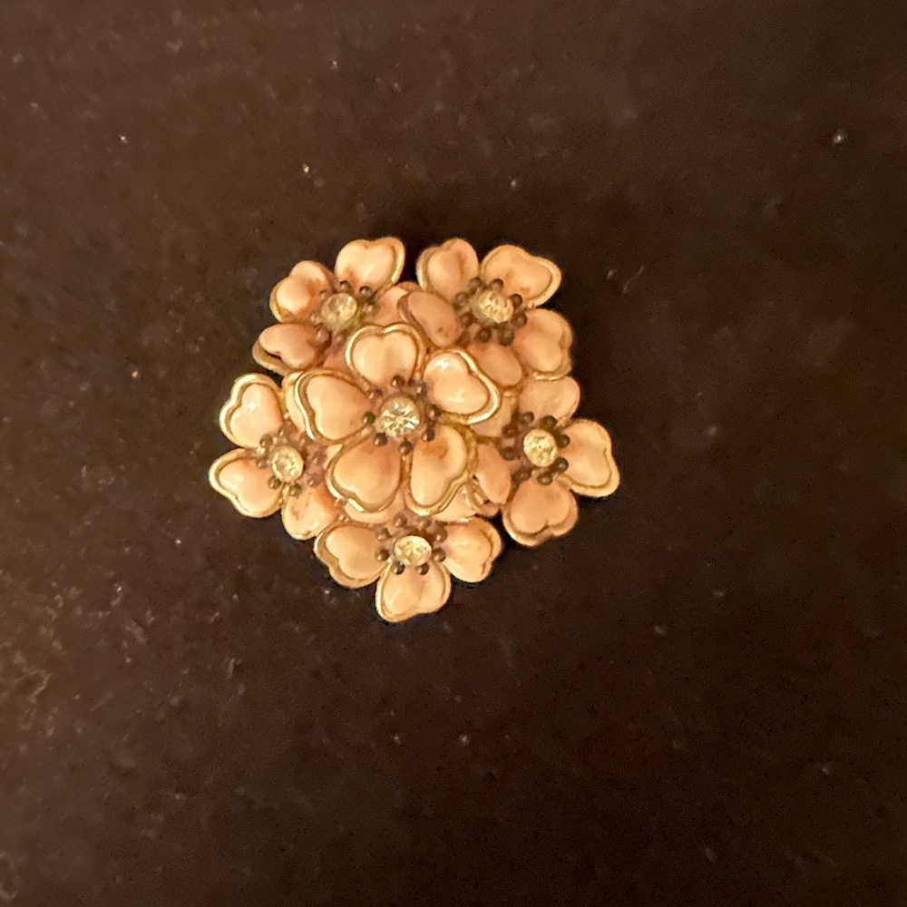 Pink and silverFloral Cluster Brooch